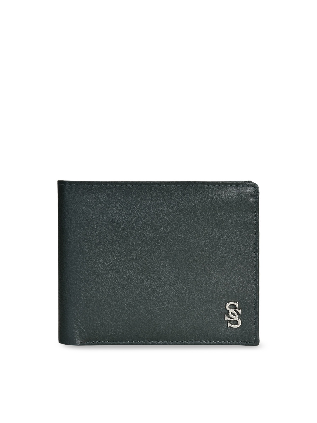 

Second SKIN Men Green Solid Genuine Leather Two Fold Wallet