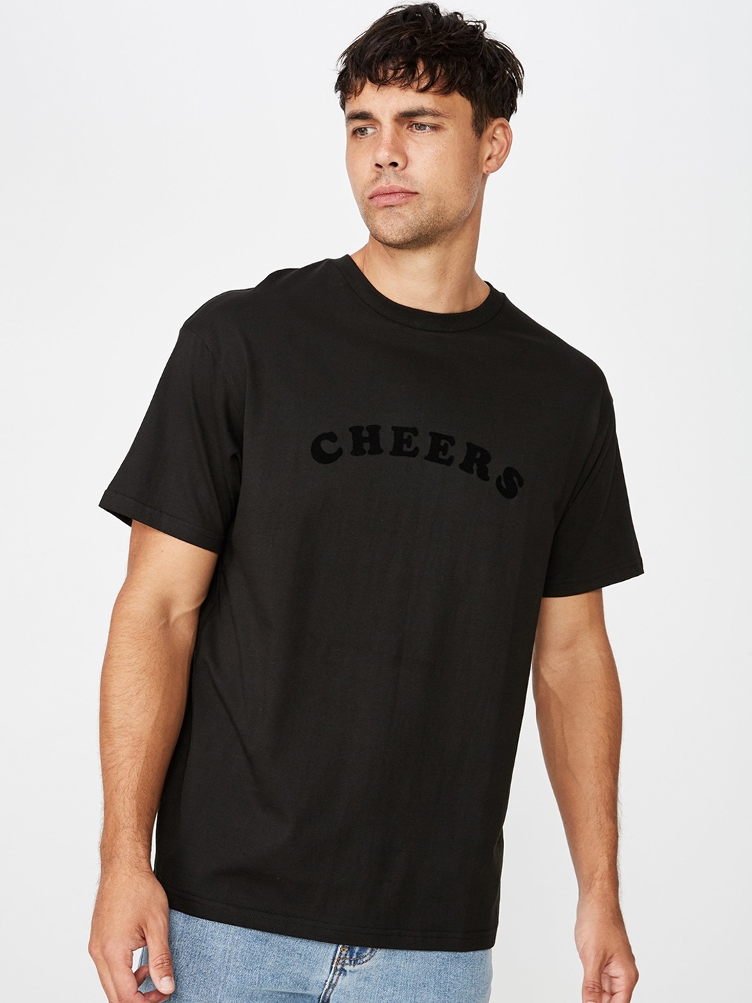 

COTTON ON Men Black Printed Round Neck T-shirt