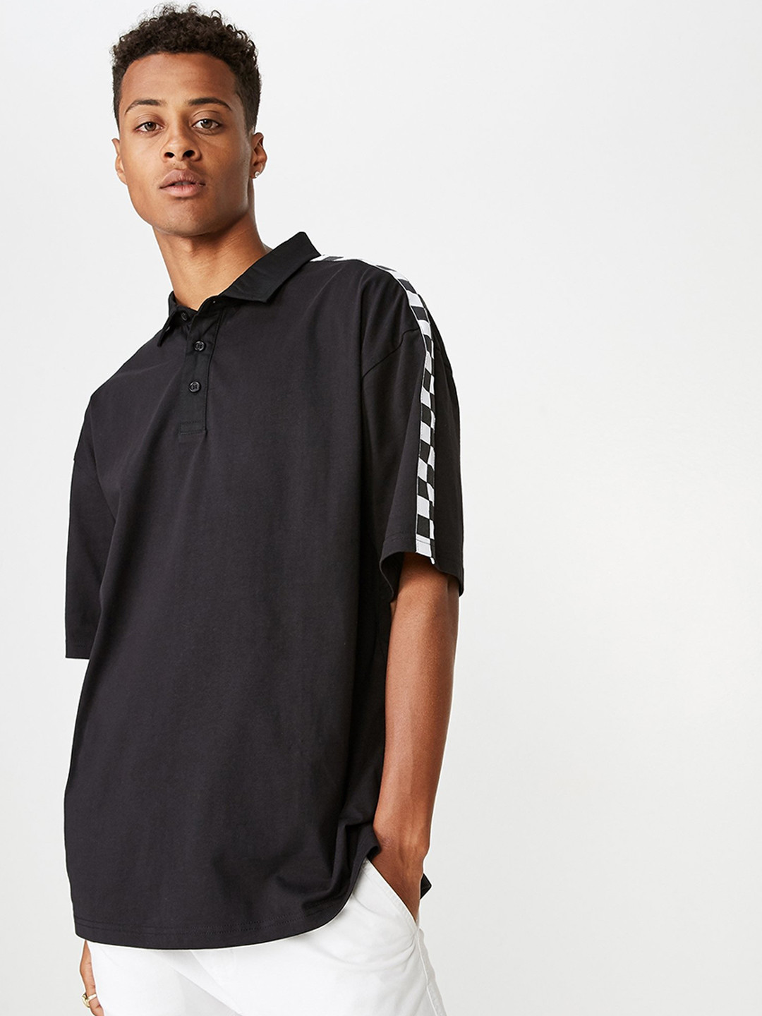 

COTTON ON Men Black Solid Polo Collar T-shirt