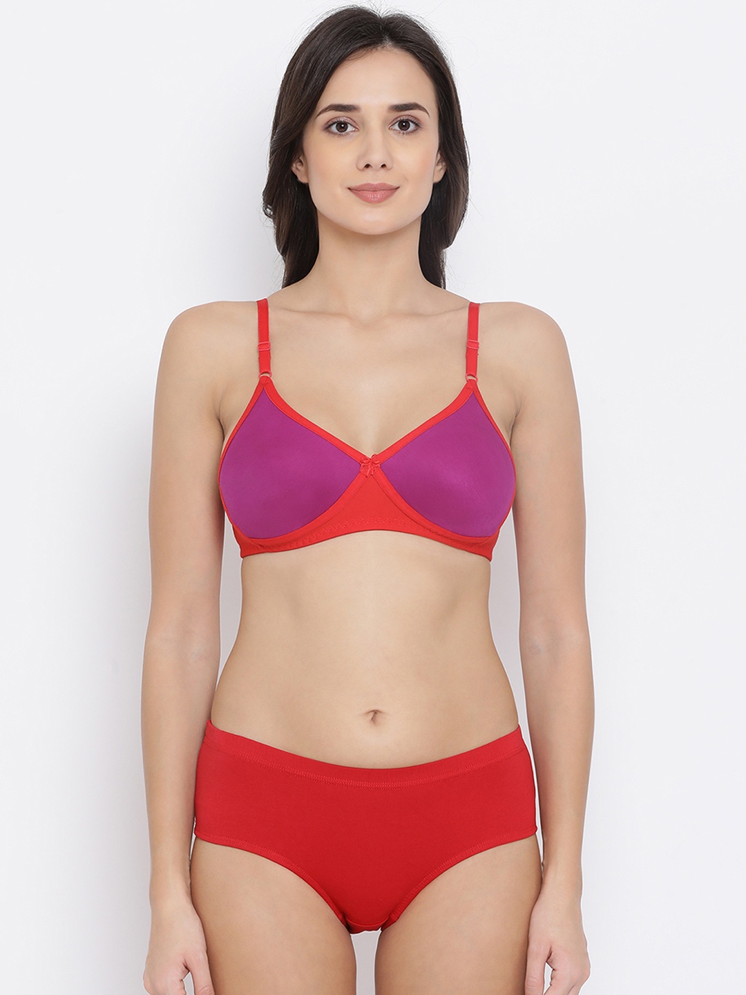 

Clovia Women Purple Solid Lingerie Set COMBBP36332B, Red