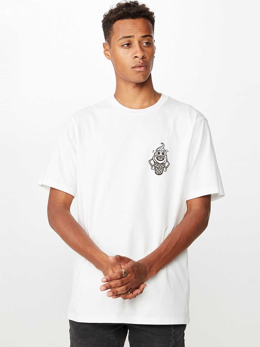 

COTTON ON Men White Printed Round Neck T-shirt