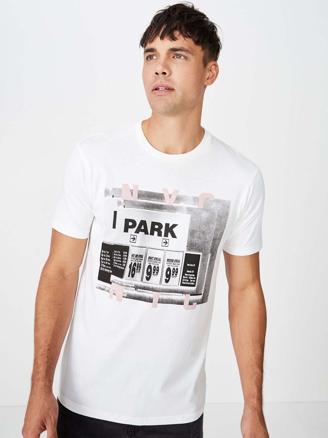 

COTTON ON Men White Printed Round Neck T-shirt