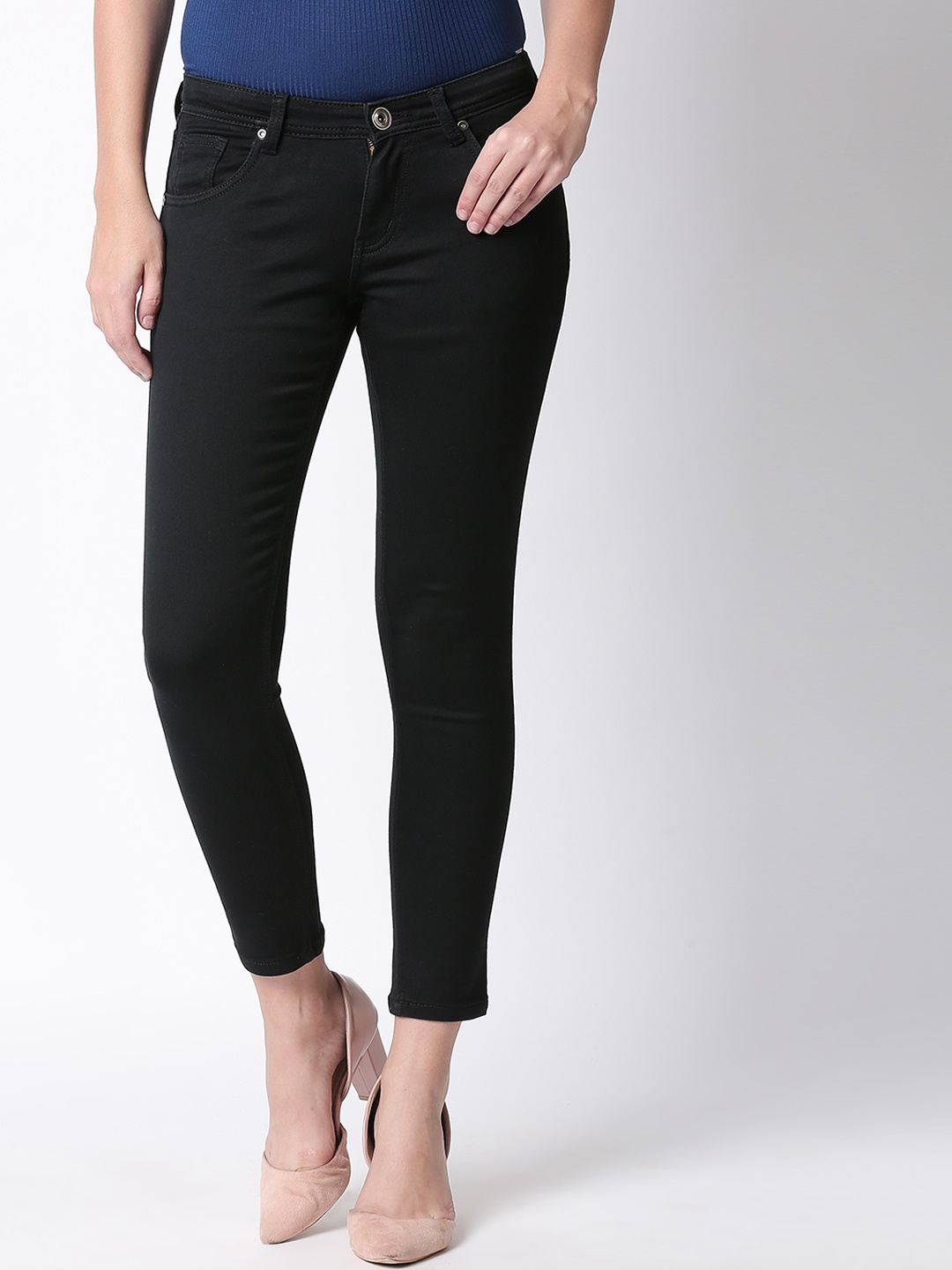 

High Star Women Black Slim Fit Mid-Rise Clean Look Stretchable Jeans
