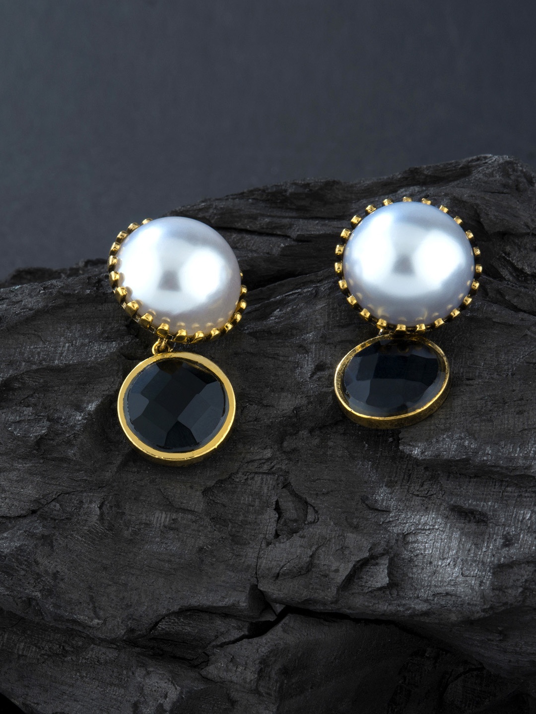 

E2O Gold-Plated White Circular Drop Earrings