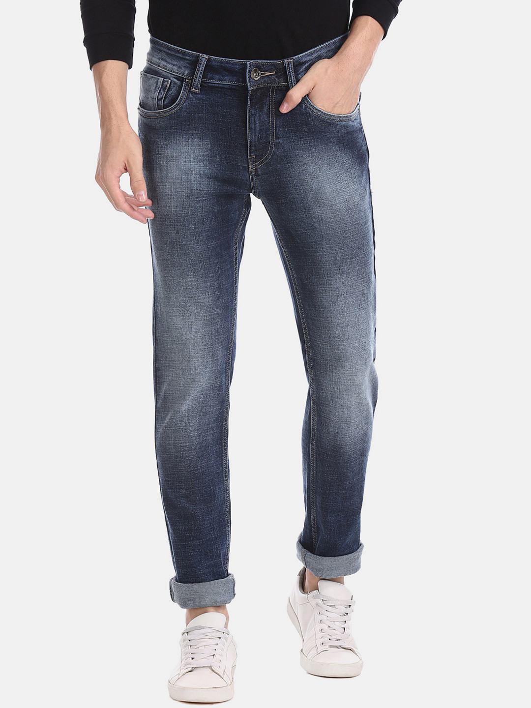 

Flying Machine Men Blue Slim Fit Mid-Rise Clean Look Stretchable Jeans