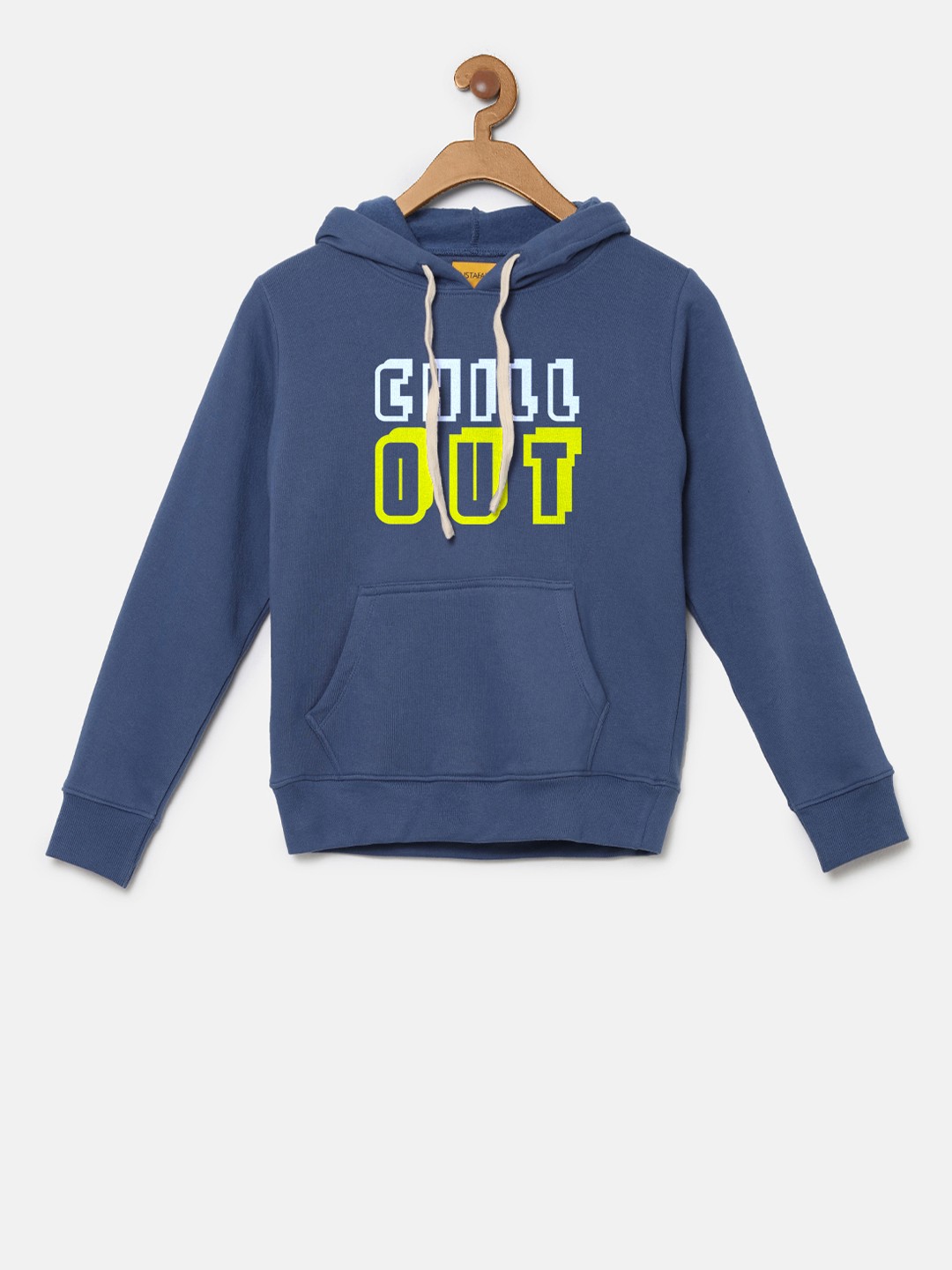 

Instafab Boys Blue Printed Hooded Sweatshirt