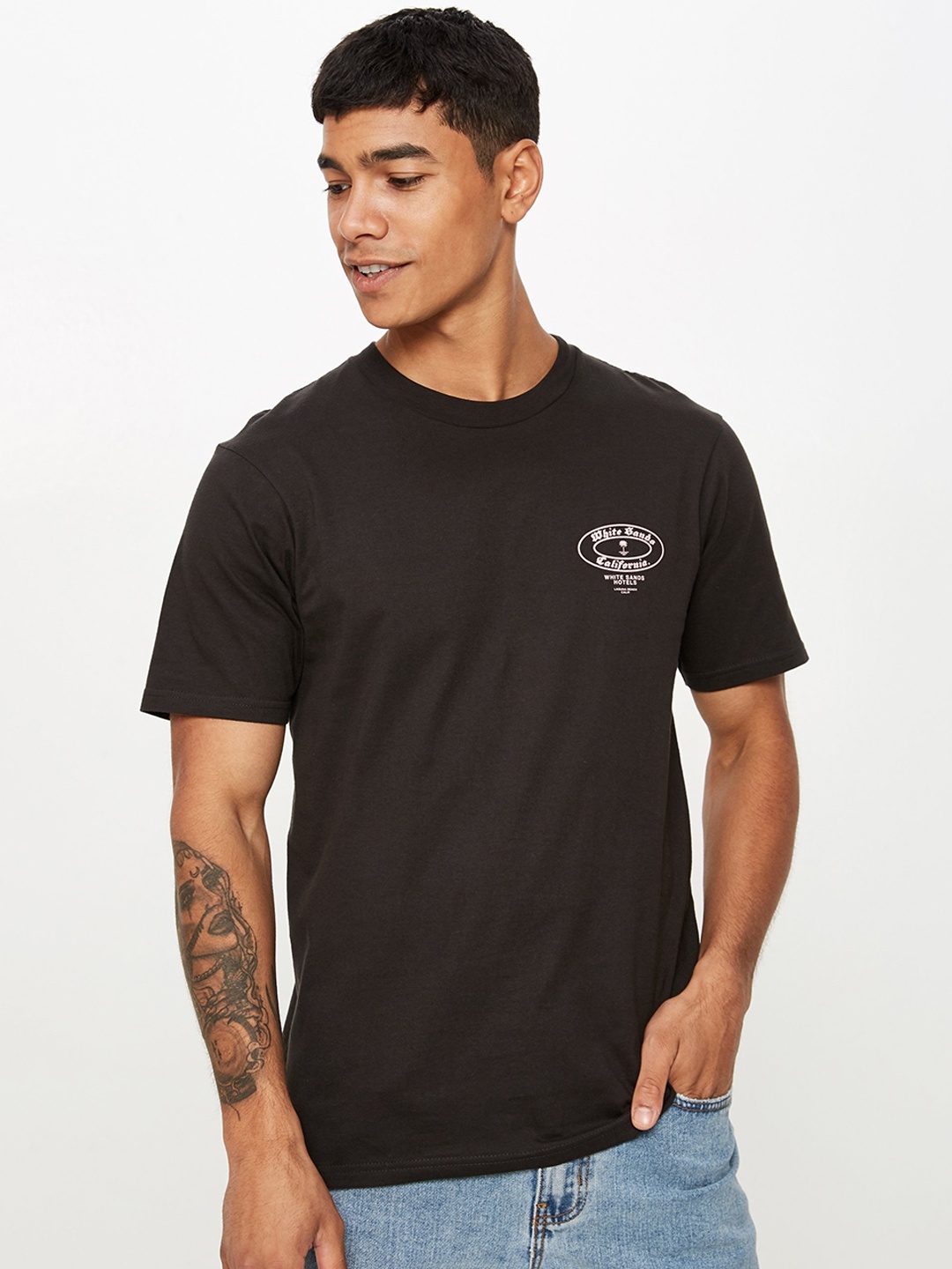 

COTTON ON Men Black Printed Round Neck T-shirt