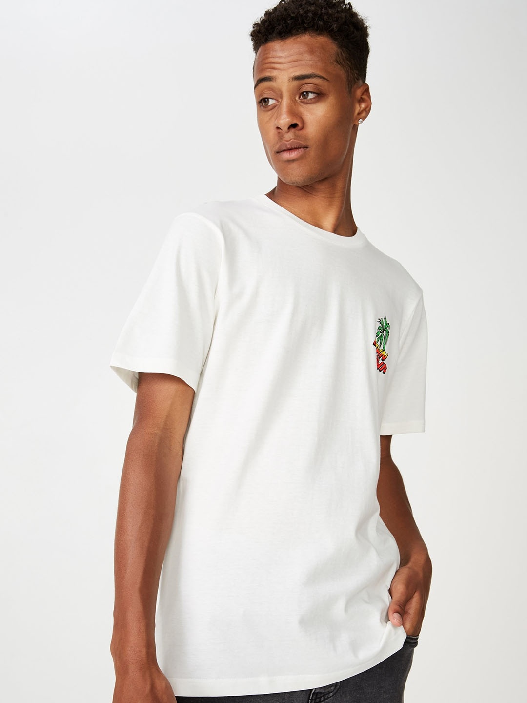 

COTTON ON Men White Printed Round Neck T-shirt
