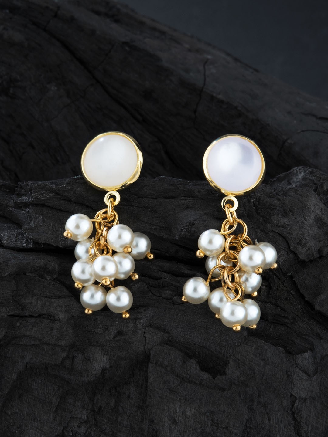 

E2O Gold-Plated White Circular Drop Earrings