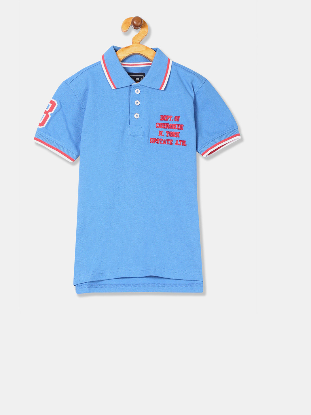 

Cherokee Boys Blue Solid Polo Collar T-shirt