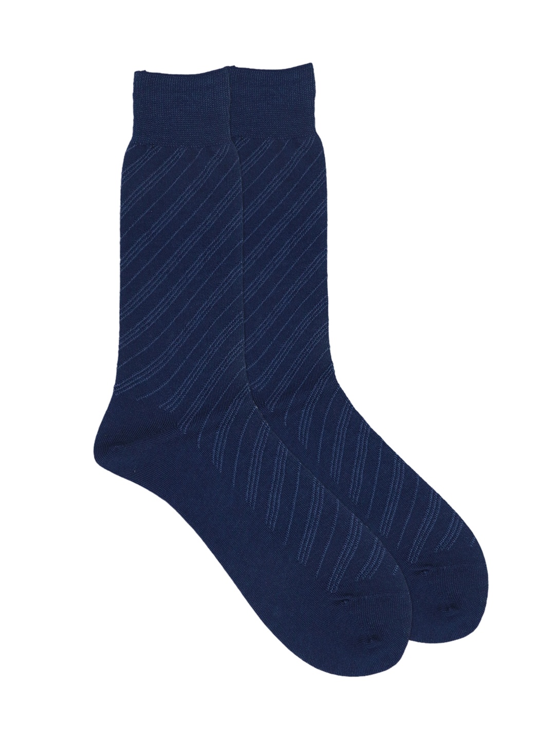 

Balenzia Men Navy Blue Striped Calf-Length Socks