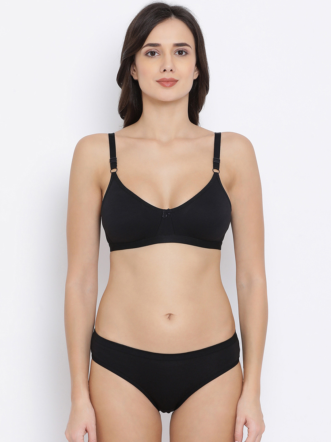 

Clovia Women Black Solid Lingerie Set COMBBP80132B
