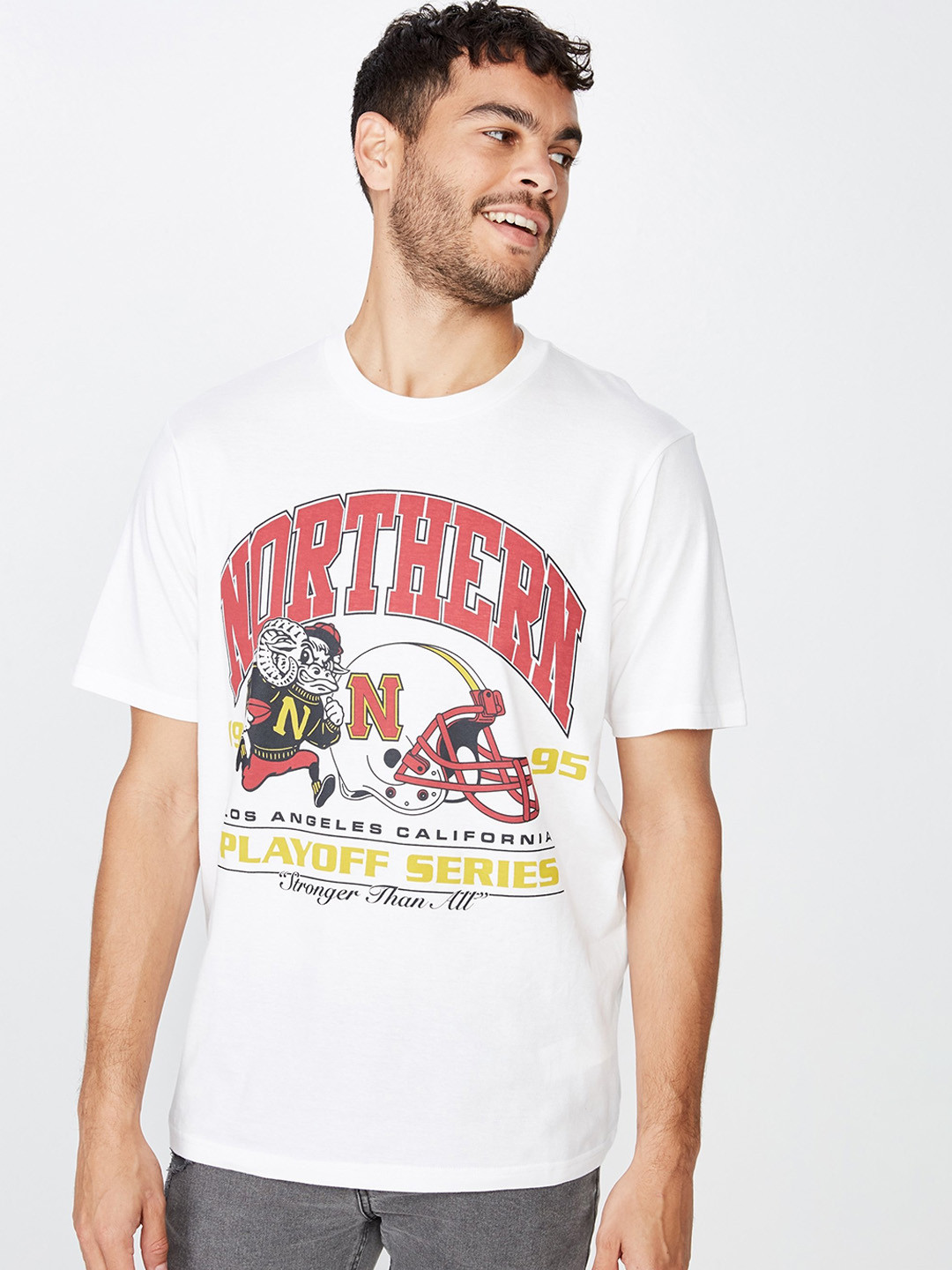 

COTTON ON Men White Printed Round Neck T-shirt