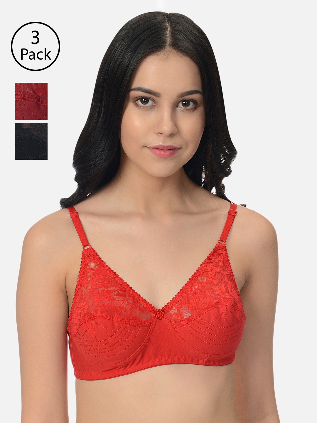 mod & shy Pack of 3 Assorted Non-Wired Non Padded Everyday Bra MS505354
