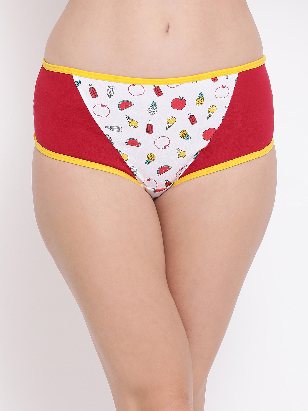 

Clovia Women Red & White Printed Mid-Rise Hipster Brief PN3385P04S
