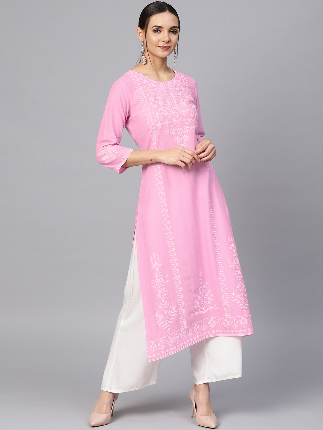 

Varanga Women Pink Printed A-Line Kurta
