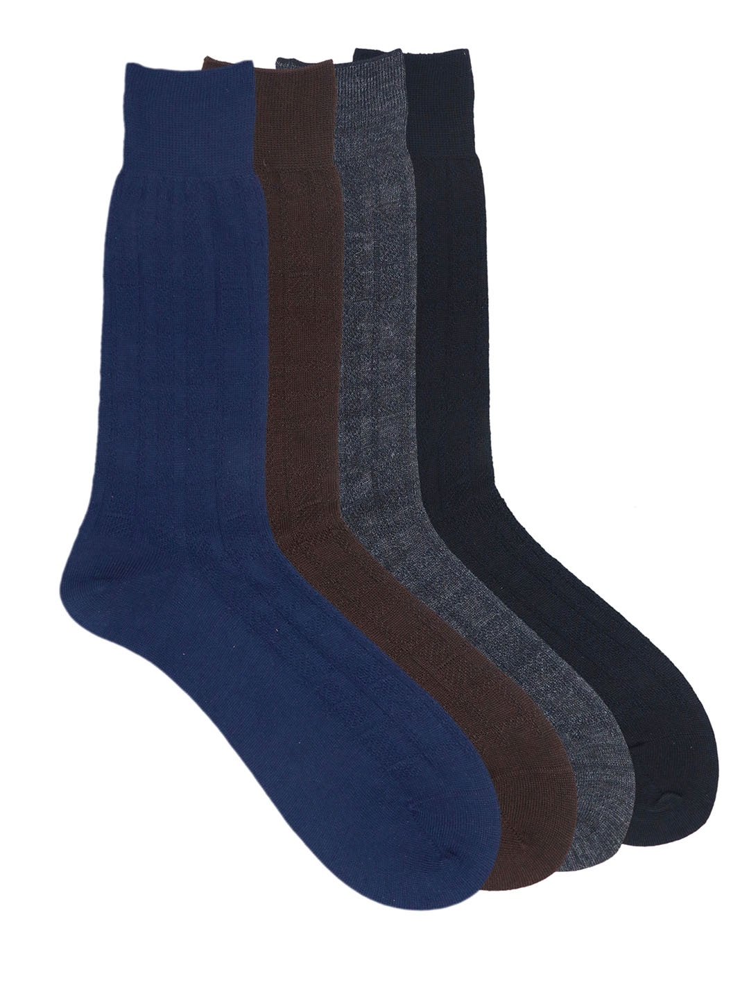 

Balenzia Men Pack of 4 Assorted Pure Wool Calf-Length Socks