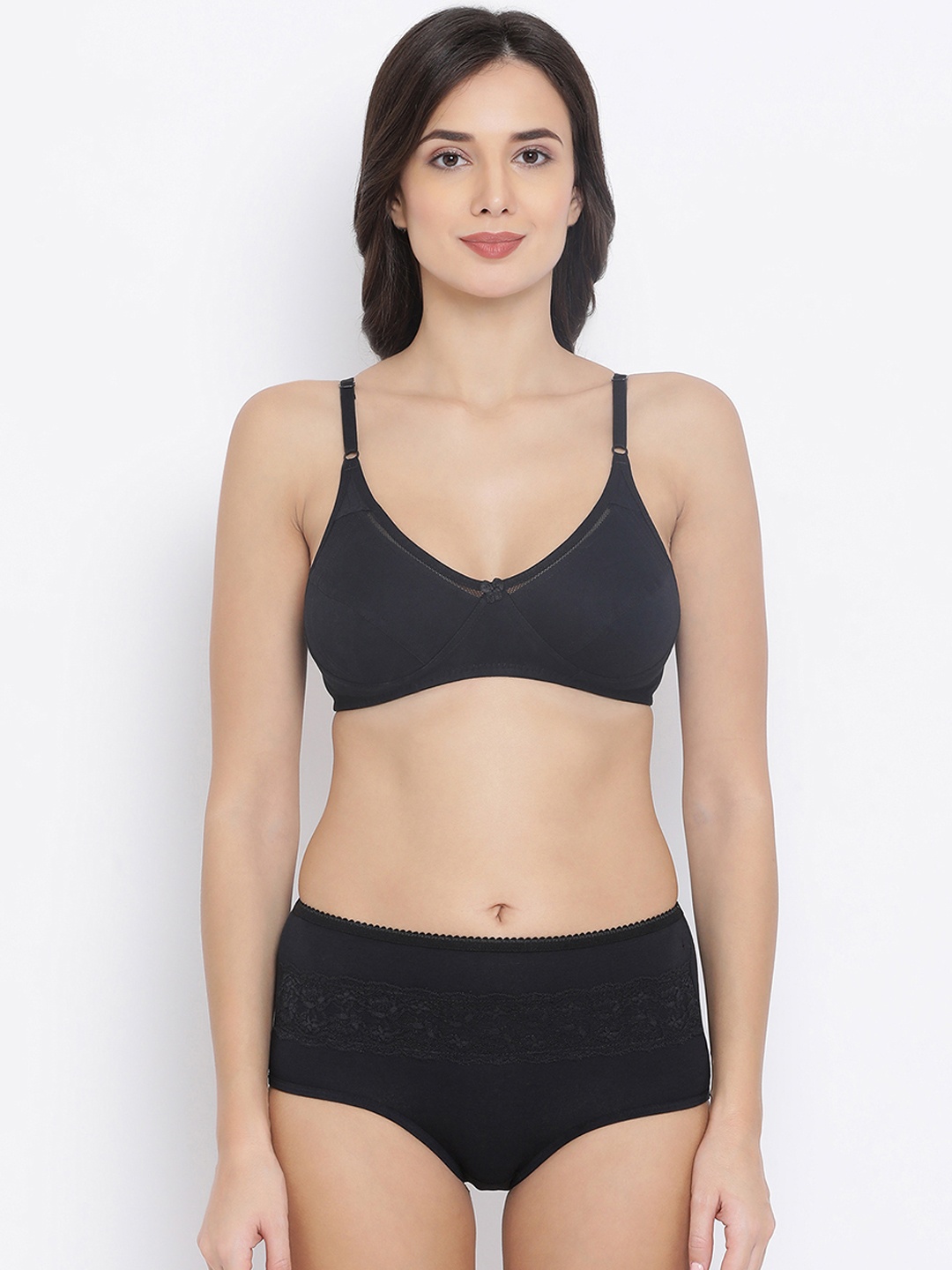 

Clovia Women Black Solid Lingerie Set COMBBP45032B