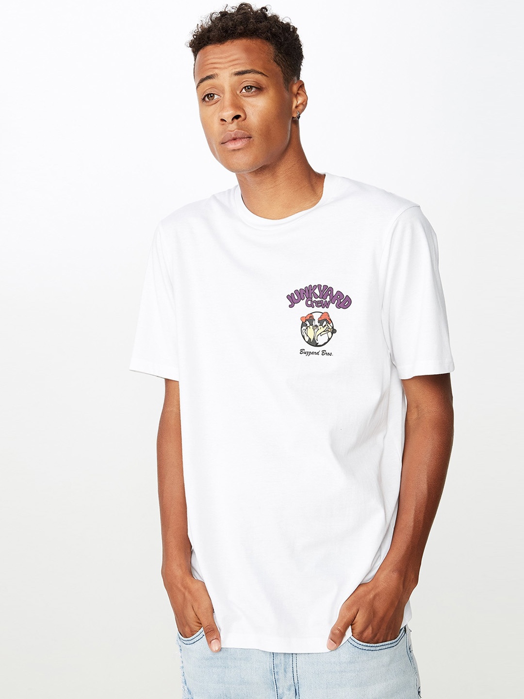 

COTTON ON Men White Printed Round Neck T-shirt