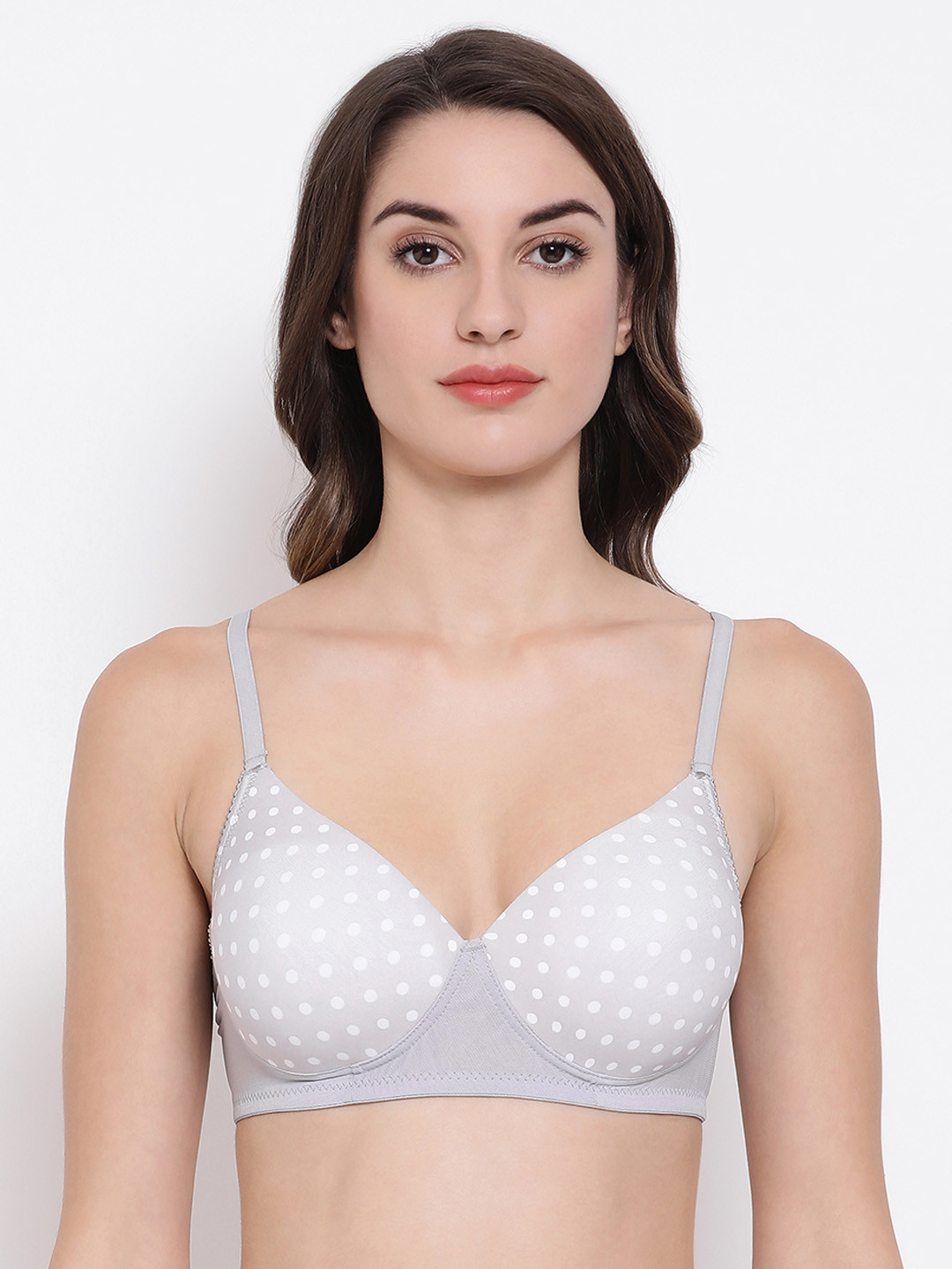 

Clovia Grey & White Printed Non-Wired Lightly Padded T-shirt Bra BR1866P0132B