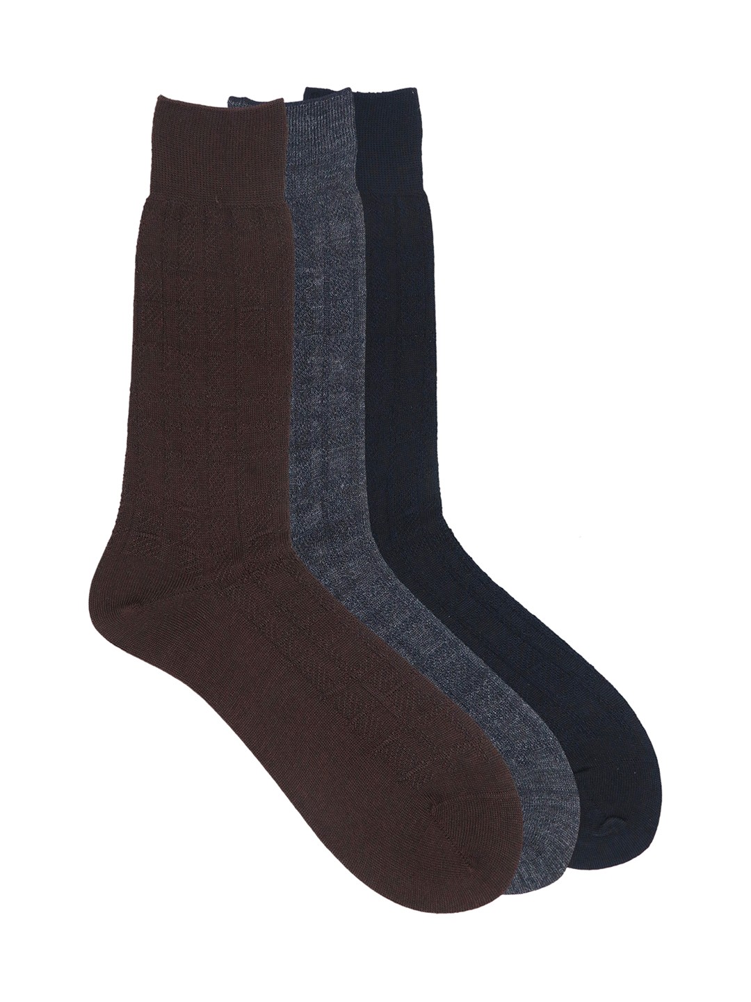 

Balenzia Men Pack of 3 Assorted Calf-Length Socks, Black