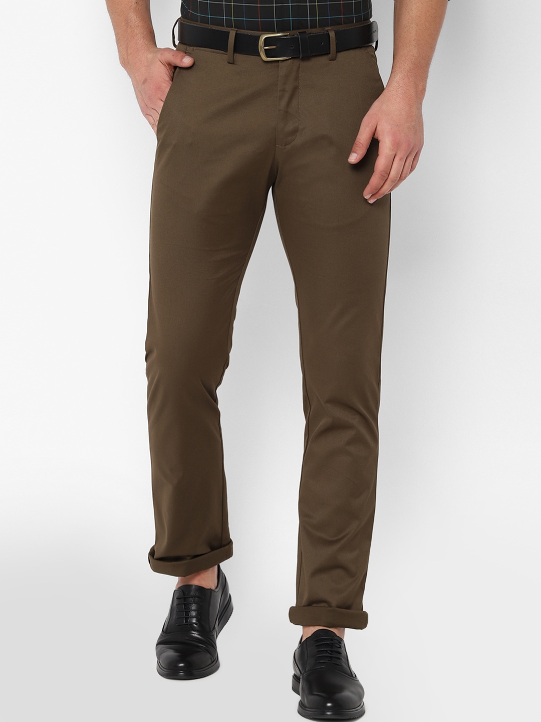 

Allen Solly Men Brown Regular Fit Solid Formal Trousers