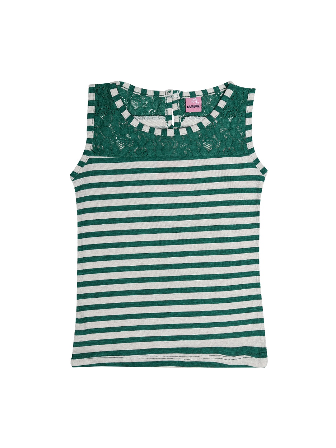 

Dollar Champion Kidswear Girls Green Striped Pure Cotton Top