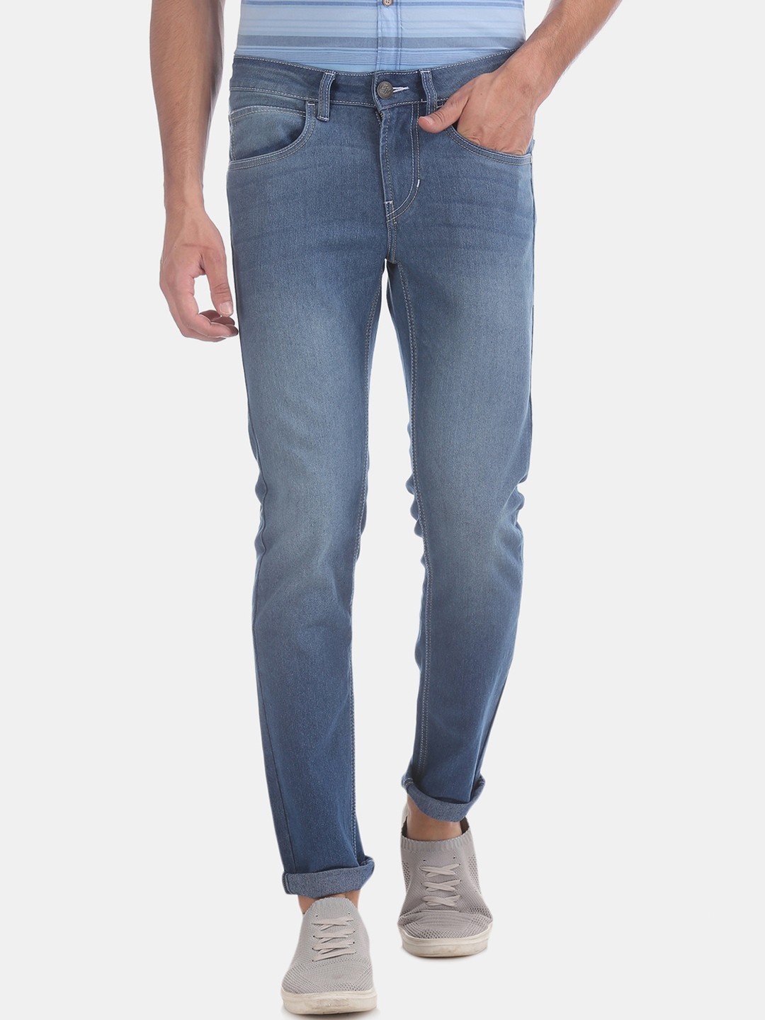 

Flying Machine Men Blue Skinny Fit Low-Rise Clean Look Stretchable Jeans