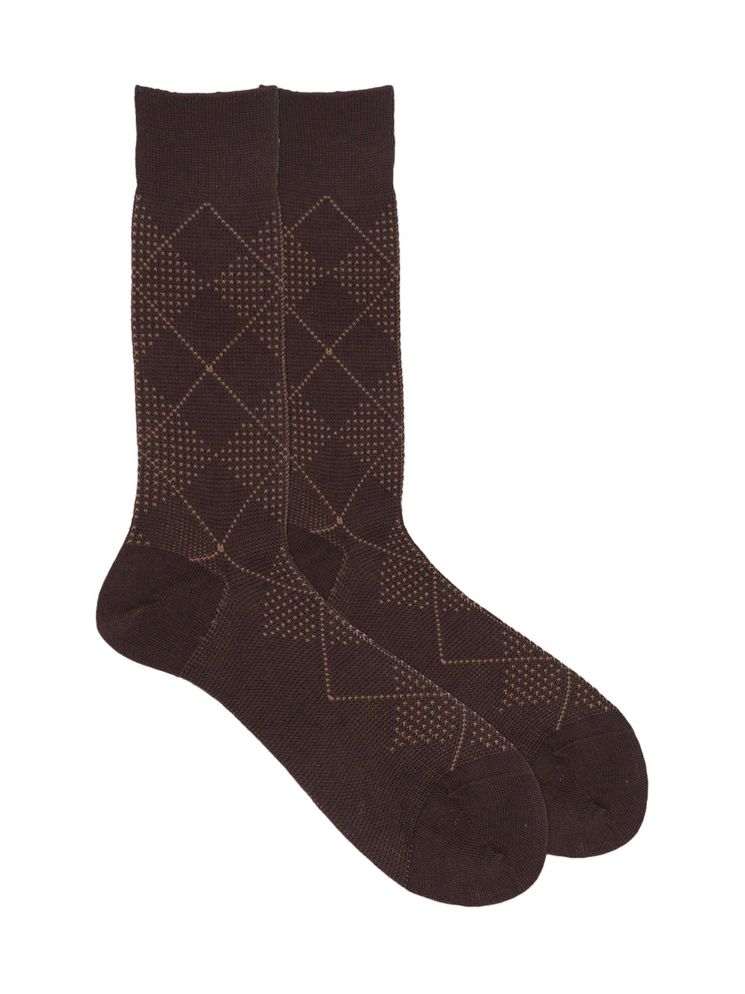 

Balenzia Men Brown Patterned Pure Wool Calf-Length Socks