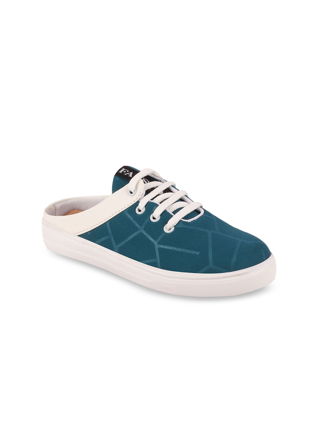 

FAUSTO Women Teal Blue Printed Slip-On Sneakers