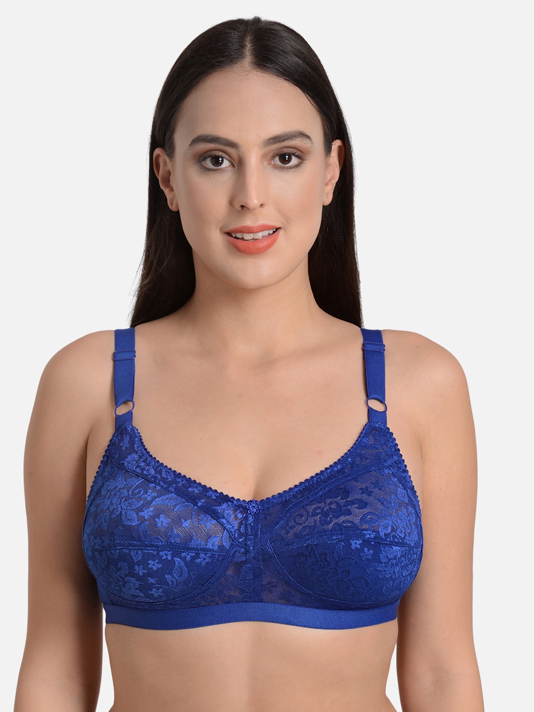 

mod & shy Blue Self Design Non-Wired Non Padded Minimizer Bra