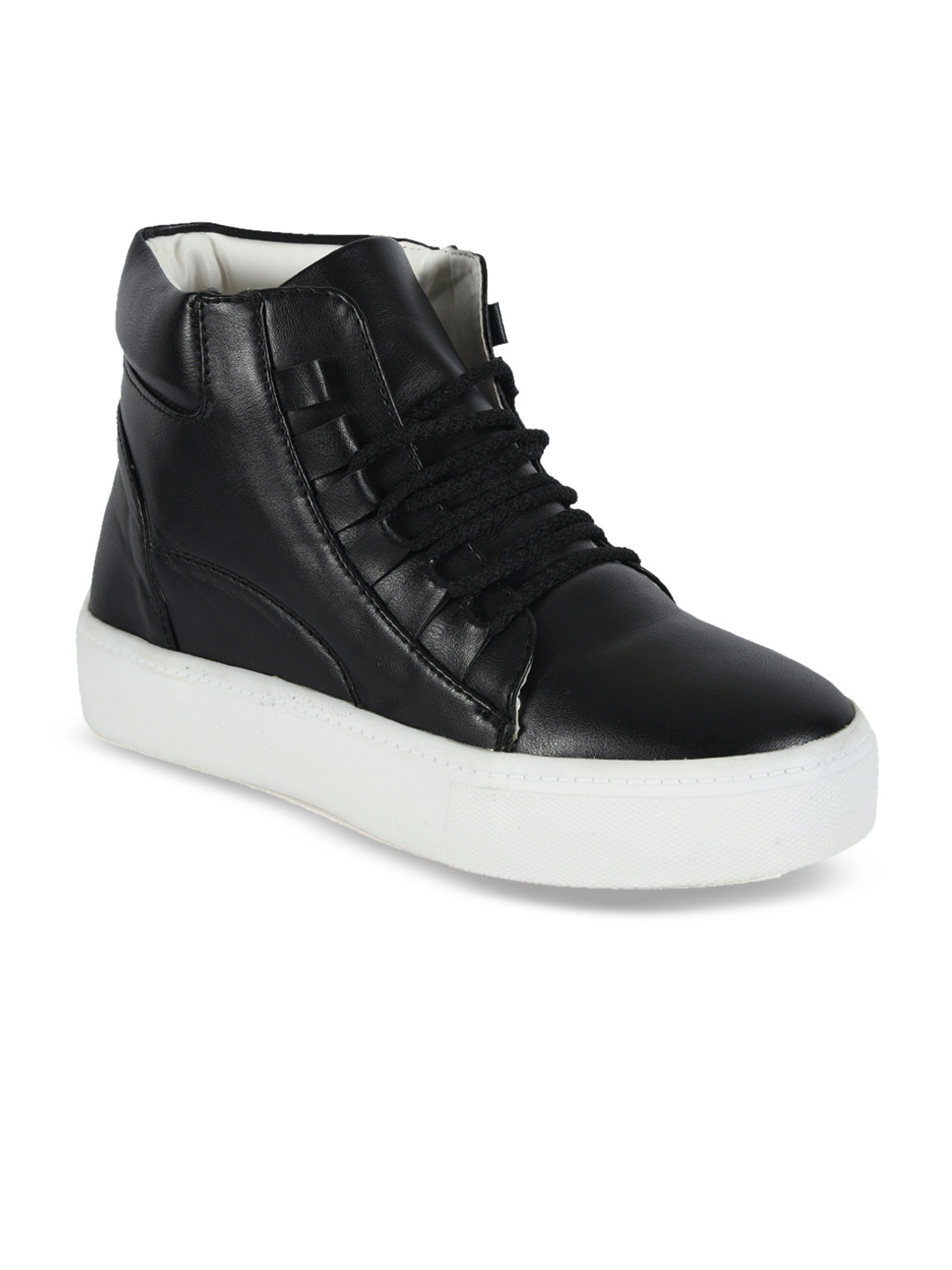 

meriggiare Women Black Solid Mid-Top Sneakers