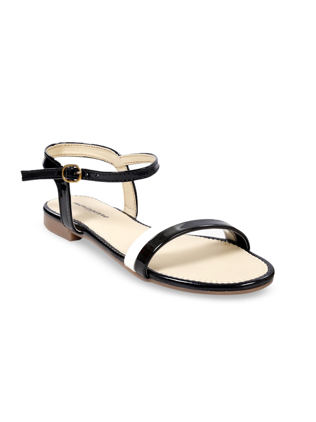 

meriggiare Women Black Colourblocked Open Toe Flats