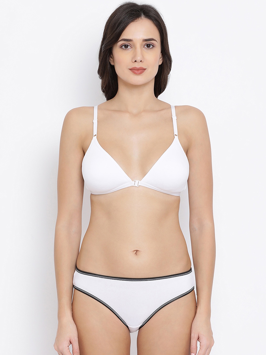 

Clovia Women White Solid Lingerie Set COMBBP77232B