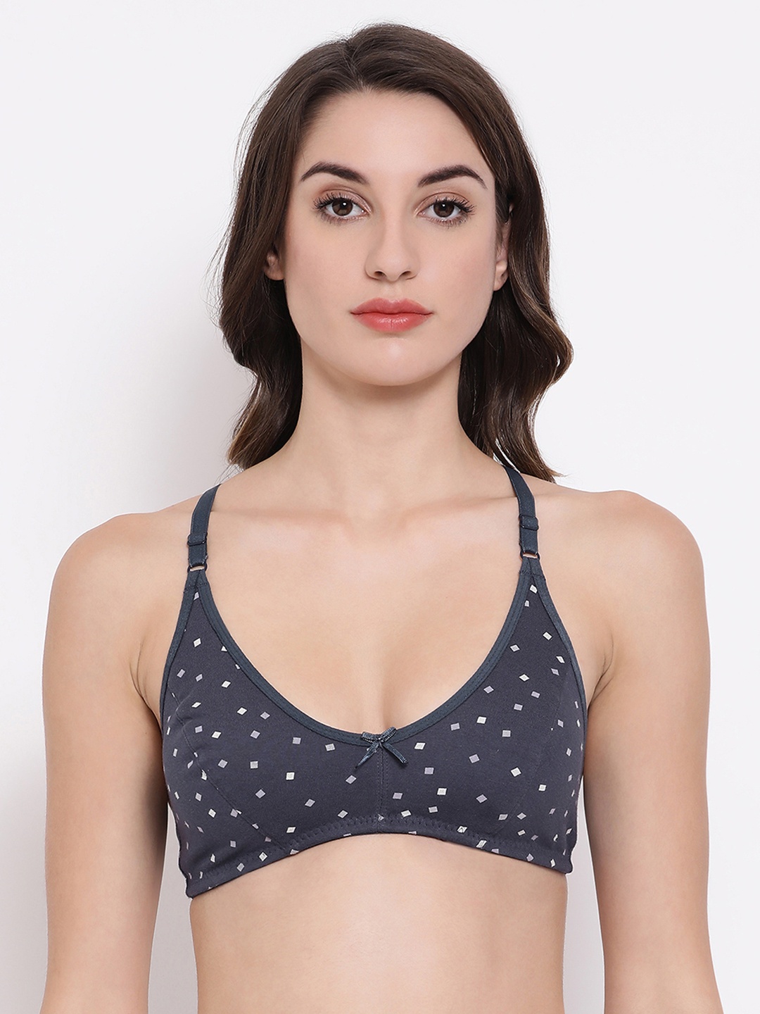 

Clovia Navy Blue Printed Non-Wired Non Padded Everyday Bra BR1627O08