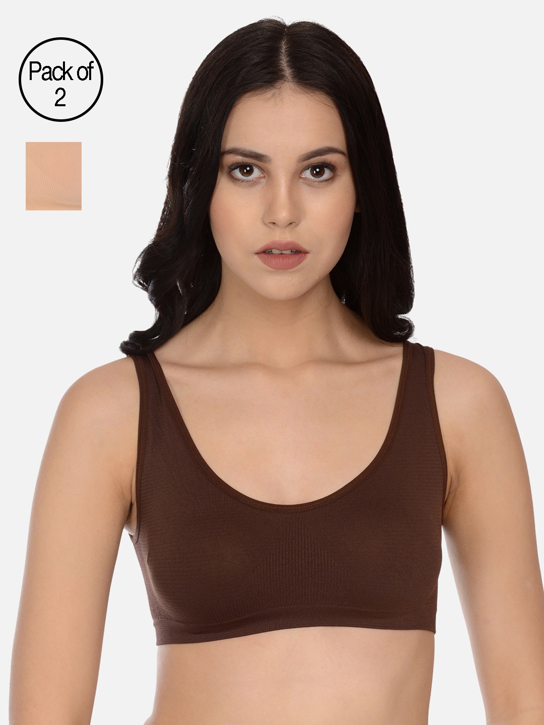 

mod & shy Pack of 2 Assorted Solid Non-Wired Non Padded Beginners Bra