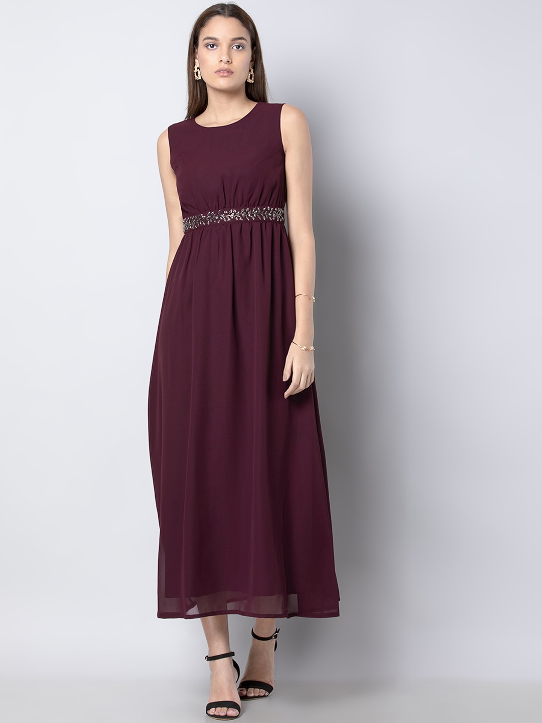 

FabAlley Women Maroon Embellished Fit and Flare Dress