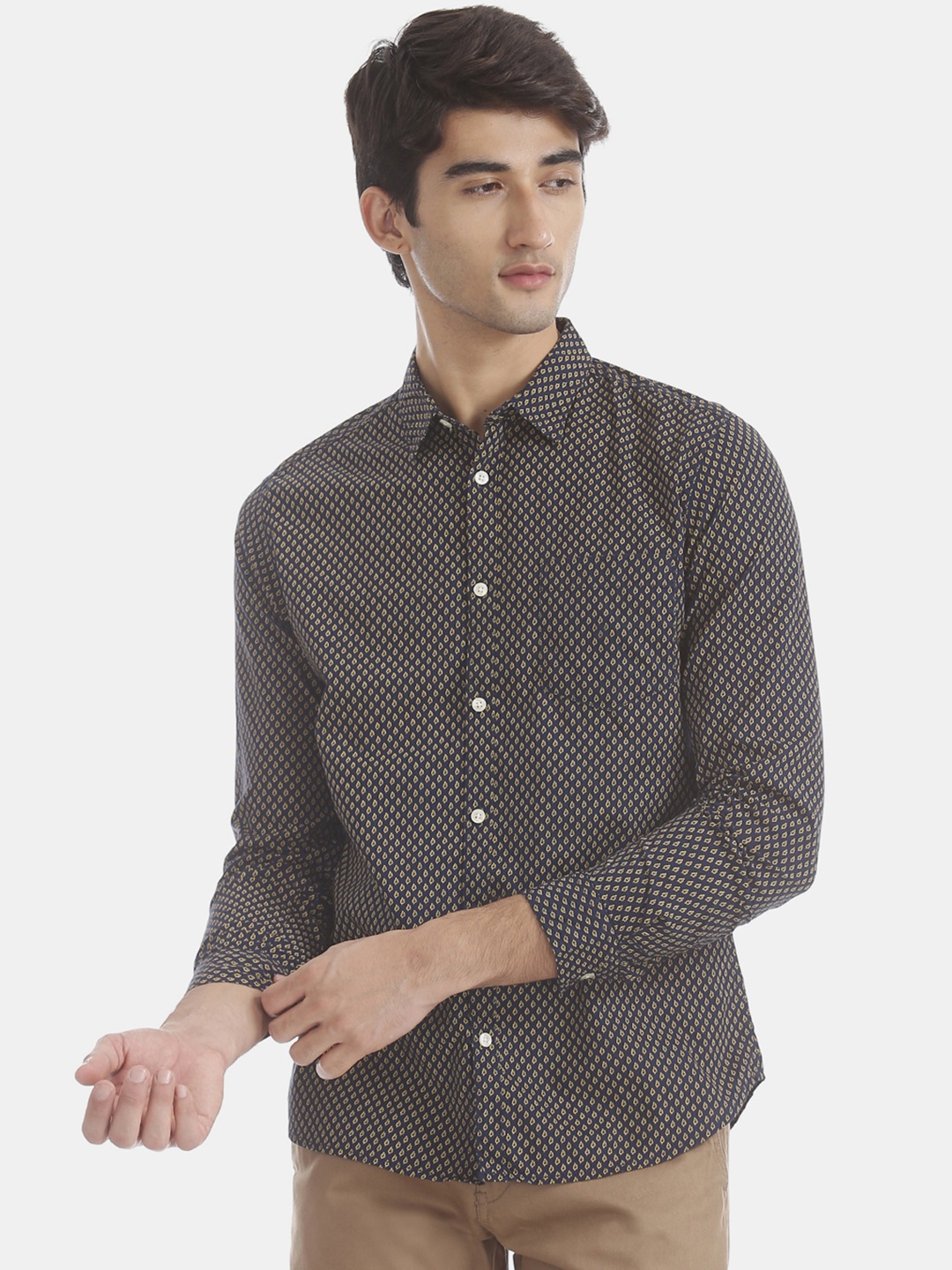 

Flying Machine Men Blue Regular Fit Printed Casual Shirt