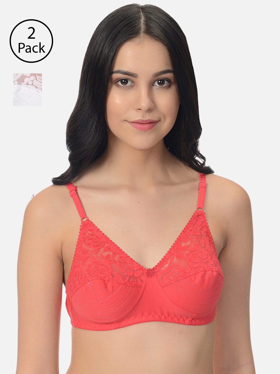 

mod & shy Pack of 2 Assorted Solid Non-Wired Non Padded Everyday Bra