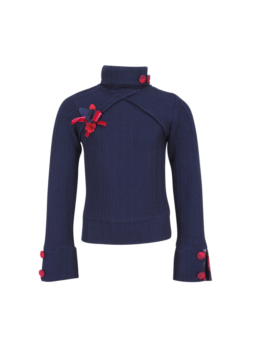 

CUTECUMBER Girls Navy Blue Self Design Top