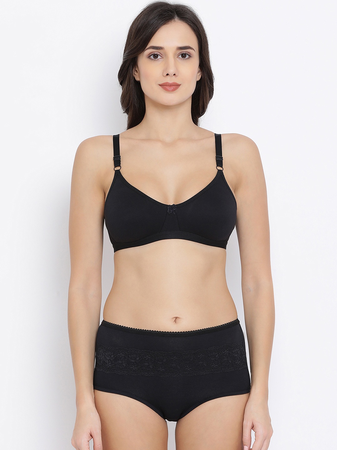 

Clovia Women Black Solid Lingerie Set COMBBP80832B