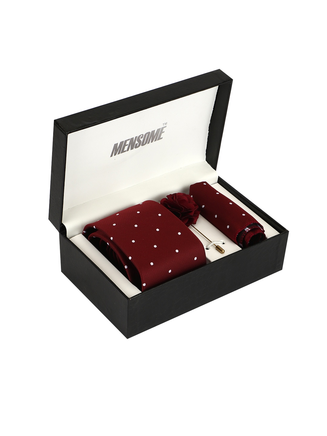 

MENSOME Men Maroon & White Accessory Gift Set
