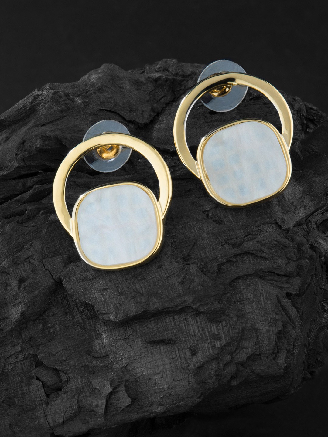 

E2O Gold Plated & White Geometric Studs