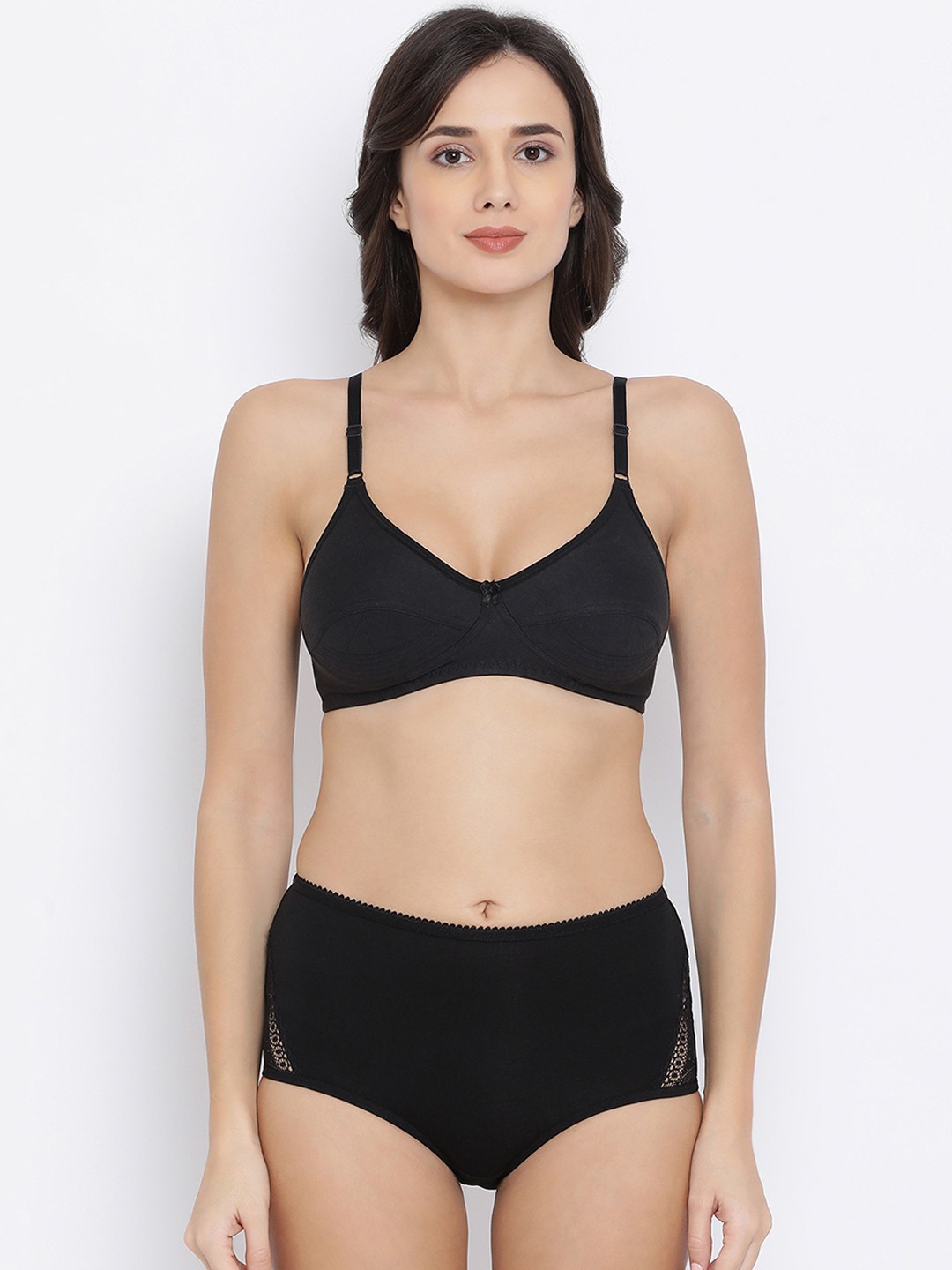 

Clovia Women Black Solid Lingerie Set COMBBP82538B