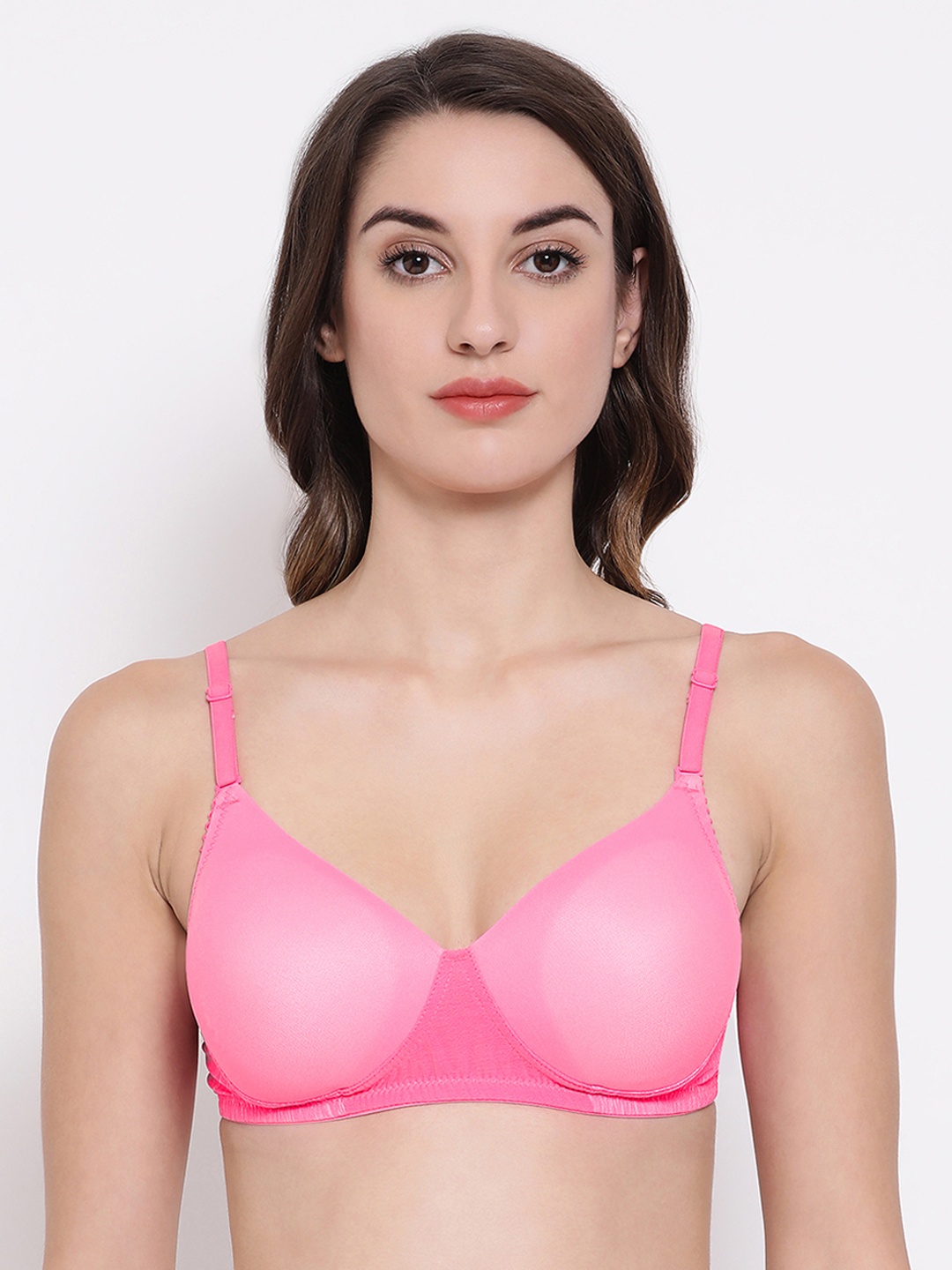 

Clovia Pink Solid Non-Wired Lightly Padded T-shirt Bra BR1897P22