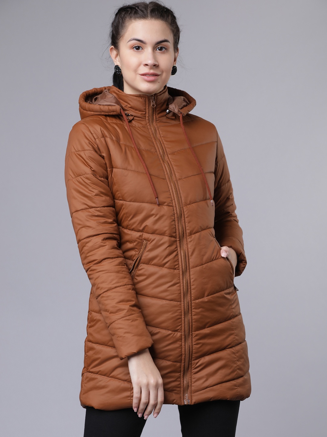 

Tokyo Talkies Women Brown Solid Puffer Jacket