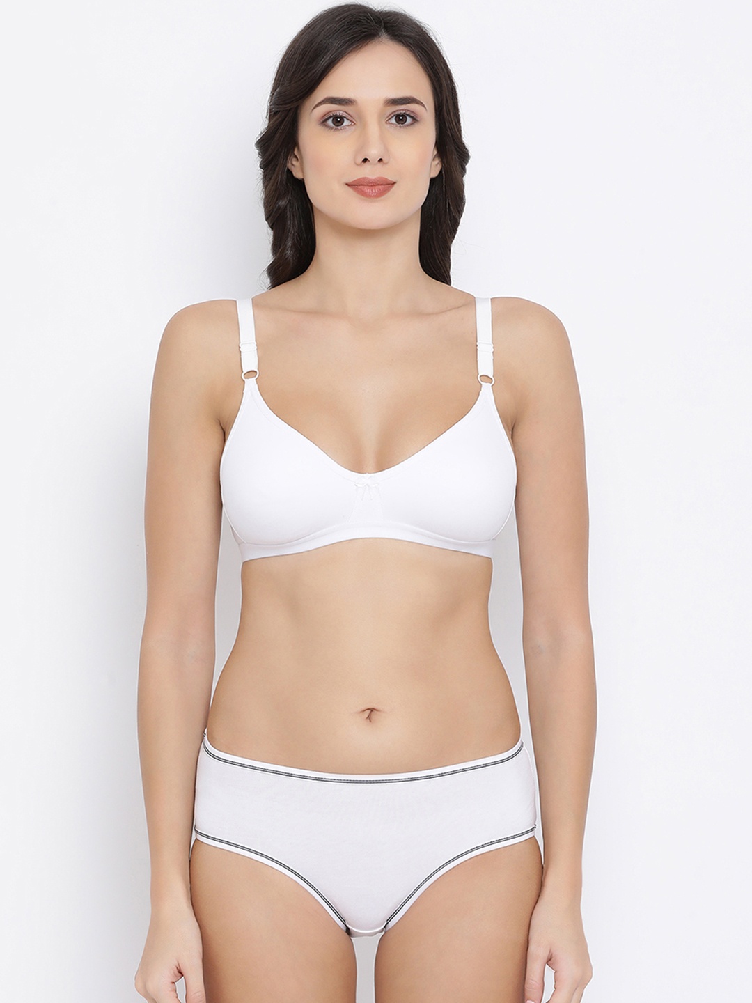 

Clovia Women White Solid Lingerie Set COMBBP81332B