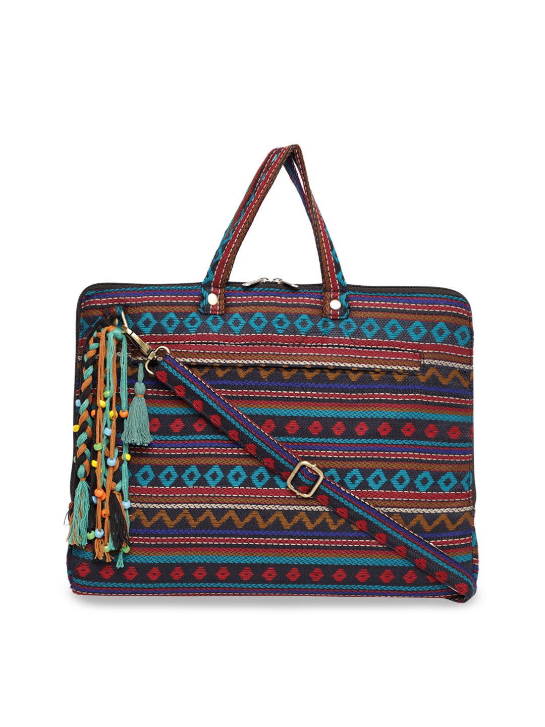 

The House of Tara Women Multicoloured Textured Laptop Bag, Multi