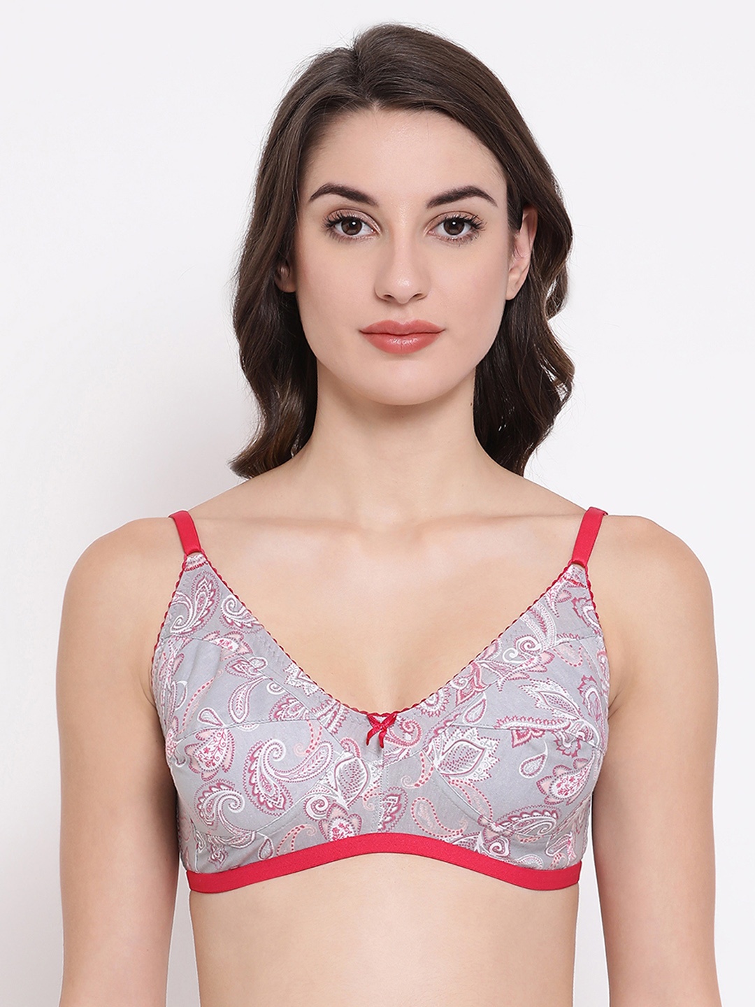 

Clovia Grey Printed Non-Wired Non Padded Everyday Bra BR0185N05
