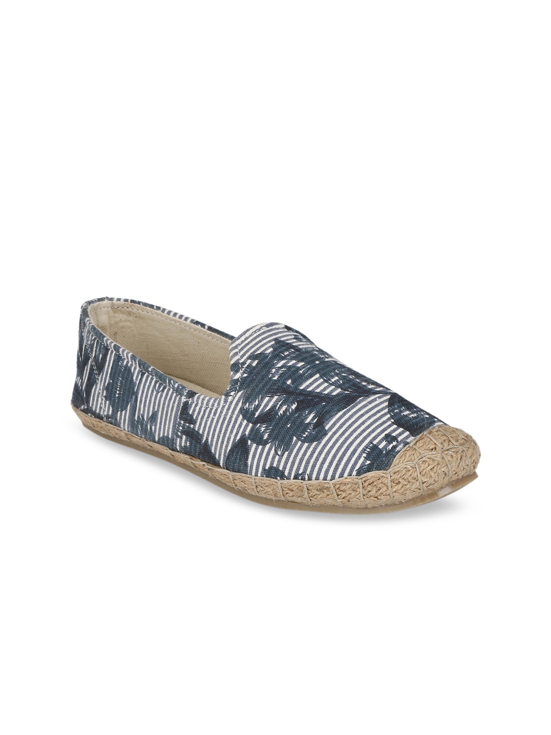 

SHENCES Men Blue Printed Slip-On Espadrille Sneakers